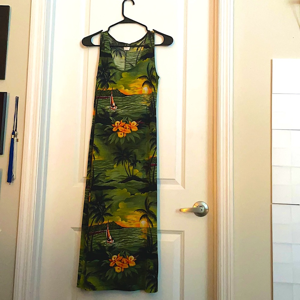 Tropical long tank dress